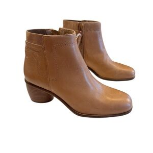 BRIOSO Amos Brown Tan Leather Cone Heel Boots Ankle comfort heel Womens size 6